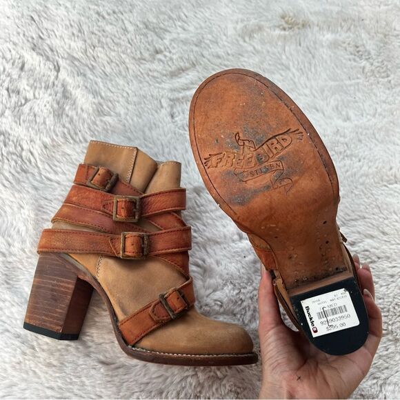 FREEBIRDS BY STEVEN Hustl Ankle Boots Strappy Buckle Sz. 7 - Picture 4 of 9